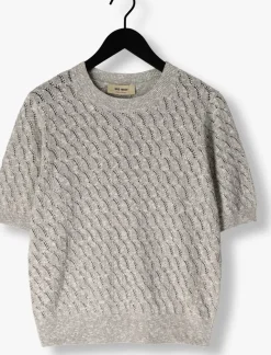 DAMES MOS MOSH lichtgrijze t-shirt mmkarin marisol ss linen knit