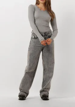 DAMES ROSEMUNDE lichtgrijze top babette silk t-shirt lace