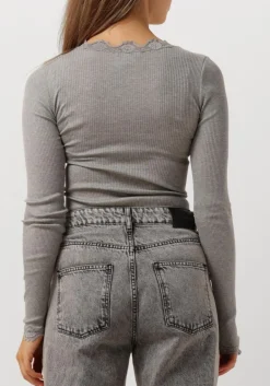 DAMES ROSEMUNDE lichtgrijze top babette silk t-shirt lace