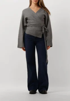 DAMES SECOND FEMALE lichtgrijze vest brook knit wrap cardigan