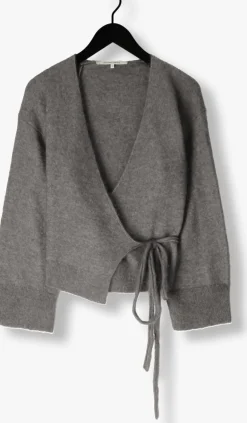 DAMES SECOND FEMALE lichtgrijze vest brook knit wrap cardigan