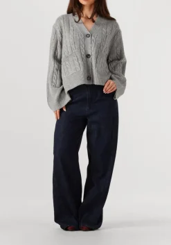 DAMES SECOND FEMALE lichtgrijze vest alphine knit cardigan