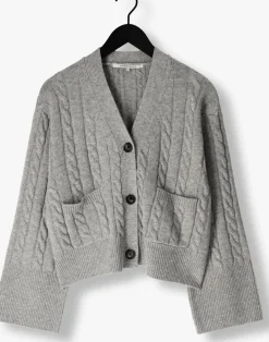 DAMES SECOND FEMALE lichtgrijze vest alphine knit cardigan
