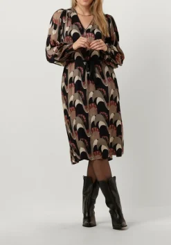 DAMES SUMMUM midi jurk dress abstract peacock
