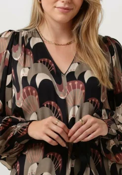 DAMES SUMMUM midi jurk dress abstract peacock