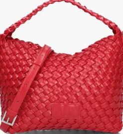 DAMES ALIX THE LABEL rode handtas ladies woven lacquar braided bag