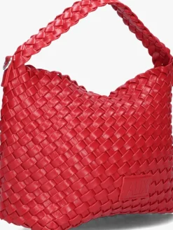 DAMES ALIX THE LABEL rode handtas ladies woven lacquar braided bag