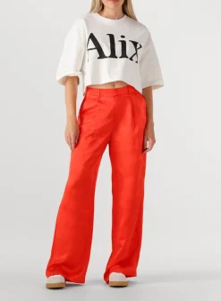 DAMES ALIX THE LABEL rode pantalon ladies woven hearts pants