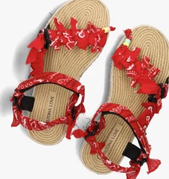 DAMES ARIZONA LOVE rode platte sandalen trekky raffia