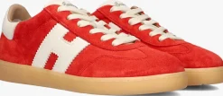 DAMES HOGAN rode lage sneakers cool allacciato