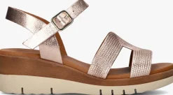 DAMES STEFANO LAURAN roségouden sandalen met hak met koord sandaal