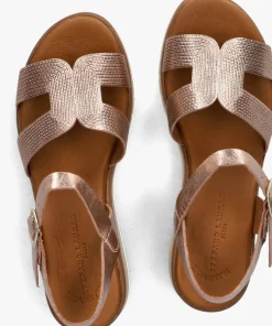 DAMES STEFANO LAURAN roségouden sandalen met hak met koord sandaal