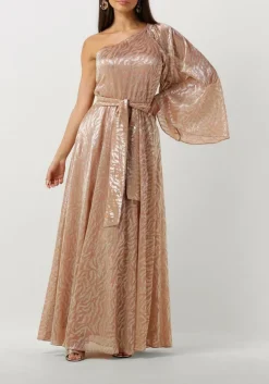 DAMES ACCESS maxi jurk shimmery one-shoulder animal print