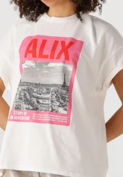 DAMES ALIX THE LABEL te t-shirt ladies knitted photoprint t-shirt
