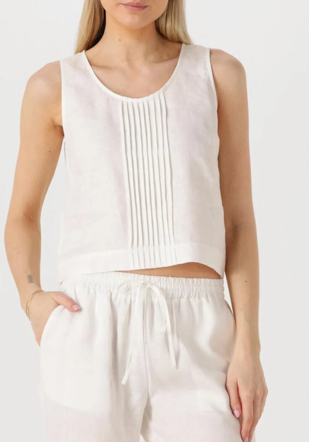 DAMES RESORT FINEST te top crop top linen