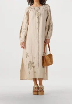 DAMES SUMMUM maxi jurk long dress linen heavy embroidery