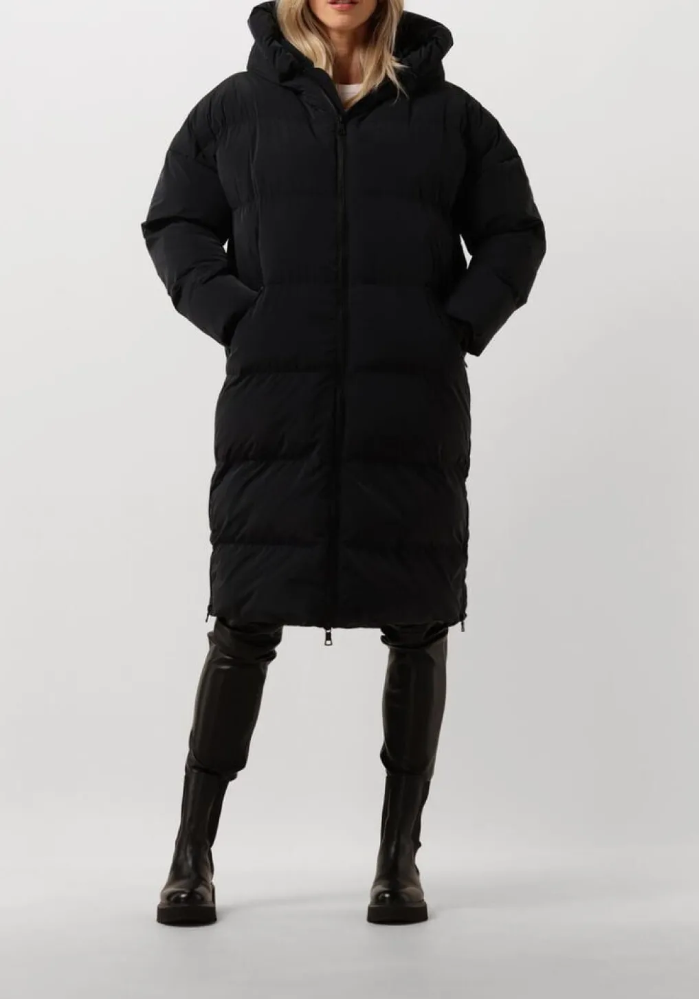 DAMES BLONDE08 e gewatteerde jas lang doorgestikte jas