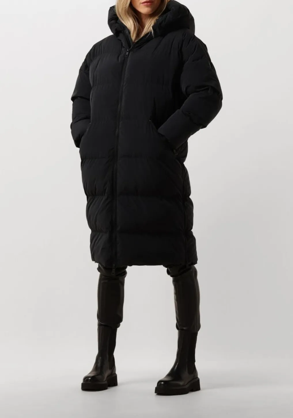 DAMES BLONDE08 e gewatteerde jas lang doorgestikte jas