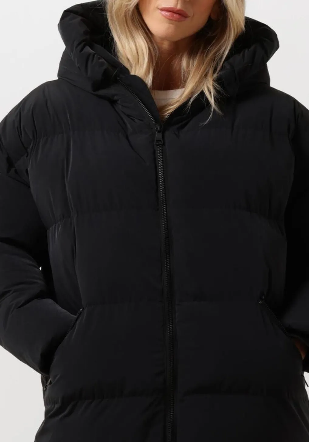 DAMES BLONDE08 e gewatteerde jas lang doorgestikte jas