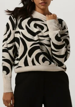 DAMES SUMMUM e trui mock neck sweater big rose jacquard knit