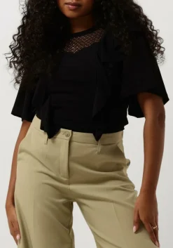 DAMES SUMMUM e t-shirt short sleeve ruffle top crepe jersey