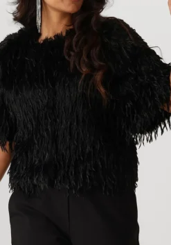 DAMES SUMMUM e vest shortsleeve jacket faux feather fur