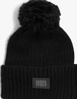 DAMES UGG e muts chunky rib beanie knit pom set